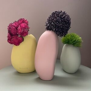 West Elm Modern Ceramic Vase Set - Yellow, Pink, Green